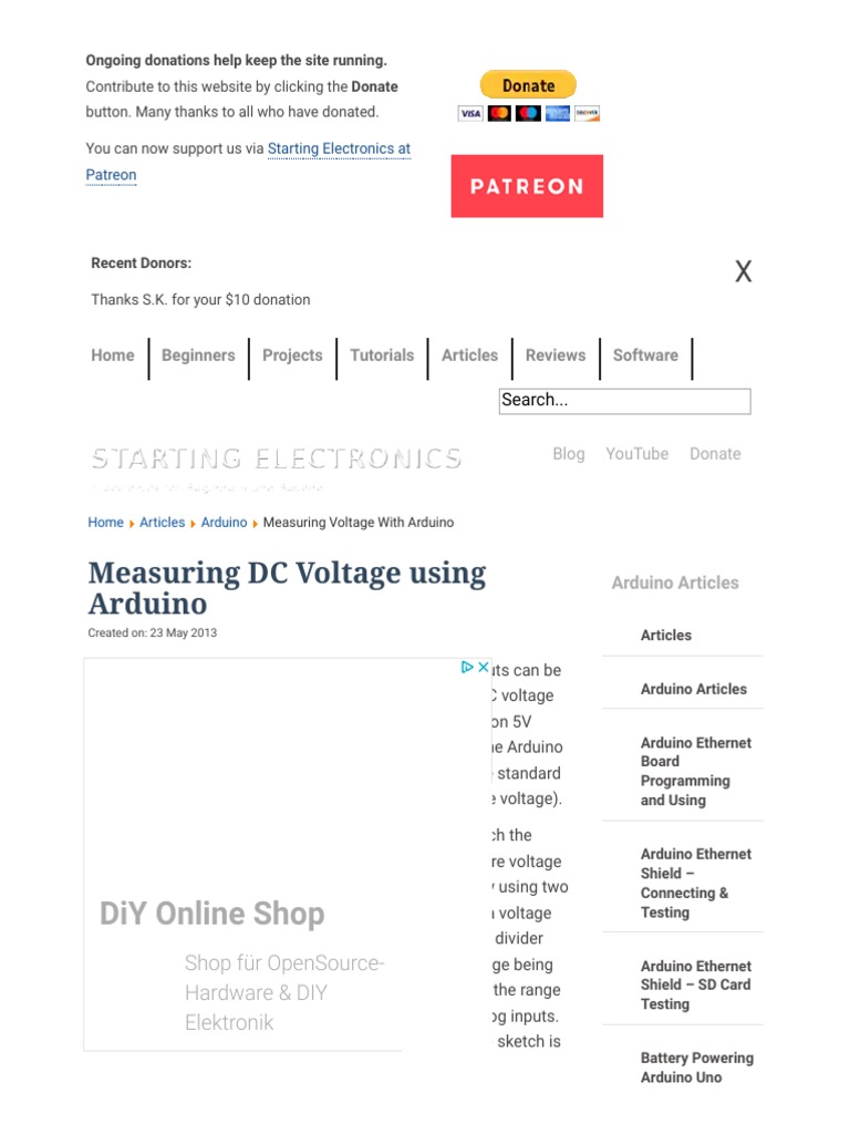 Measuring DC Voltage with Arduino | PDF | Electrical Impedance | Resistor