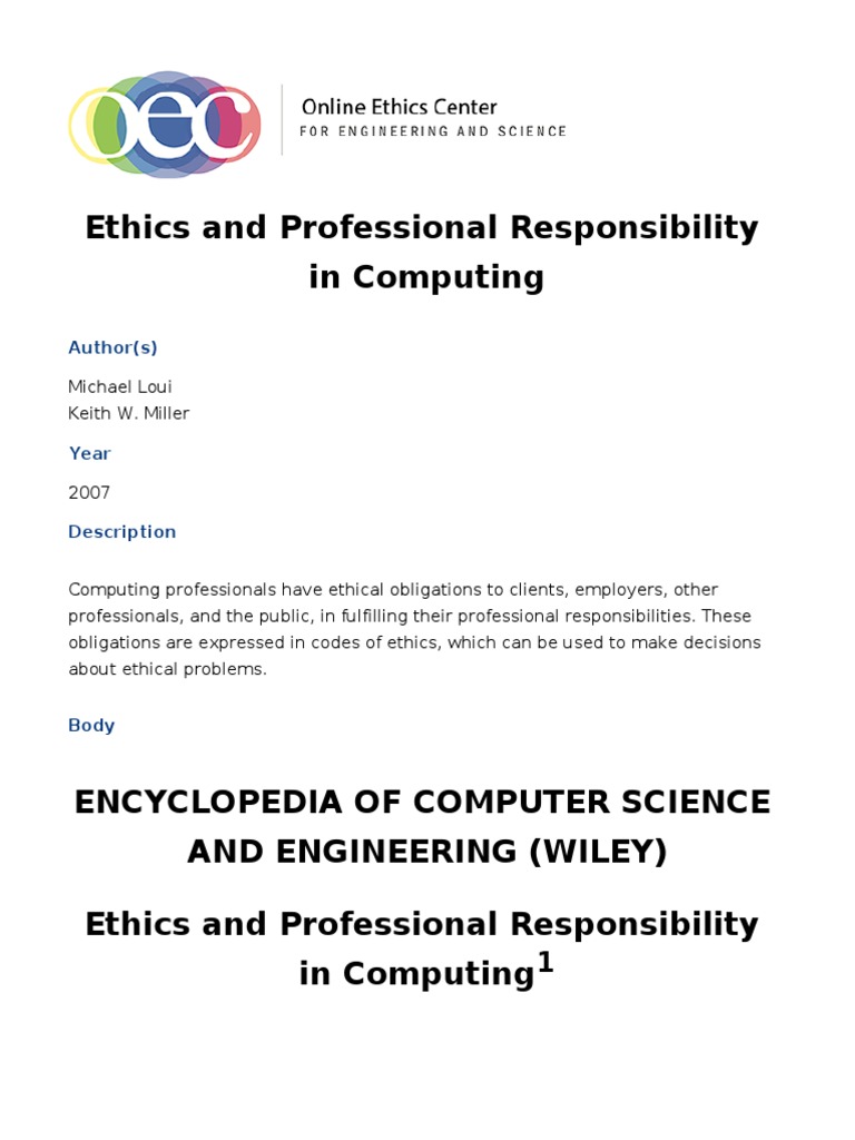 Ethical Responsibilities in Computing | PDF | Spamming | Profession