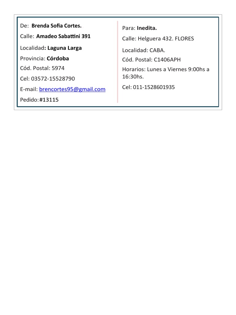 Rotulo para Envío | PDF