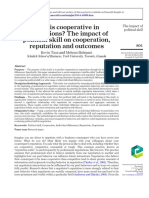 Who Is Cooperative in Negotiations? The Impact of Political Skill On Cooperation, Reputation and Outcomes