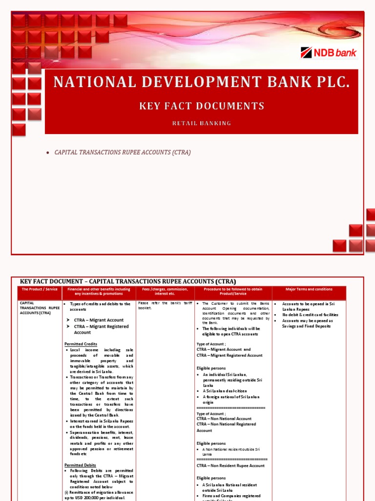 CTRA Account Overview for Sri Lankans | PDF | Banks | Debits And Credits
