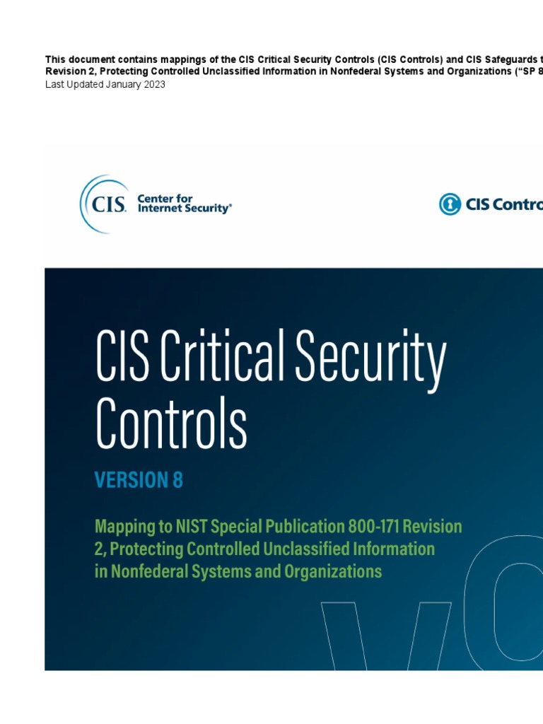 CIS Controls v8 Mapping To 800 171 Rev 2 2 2023 | Download Free PDF ...