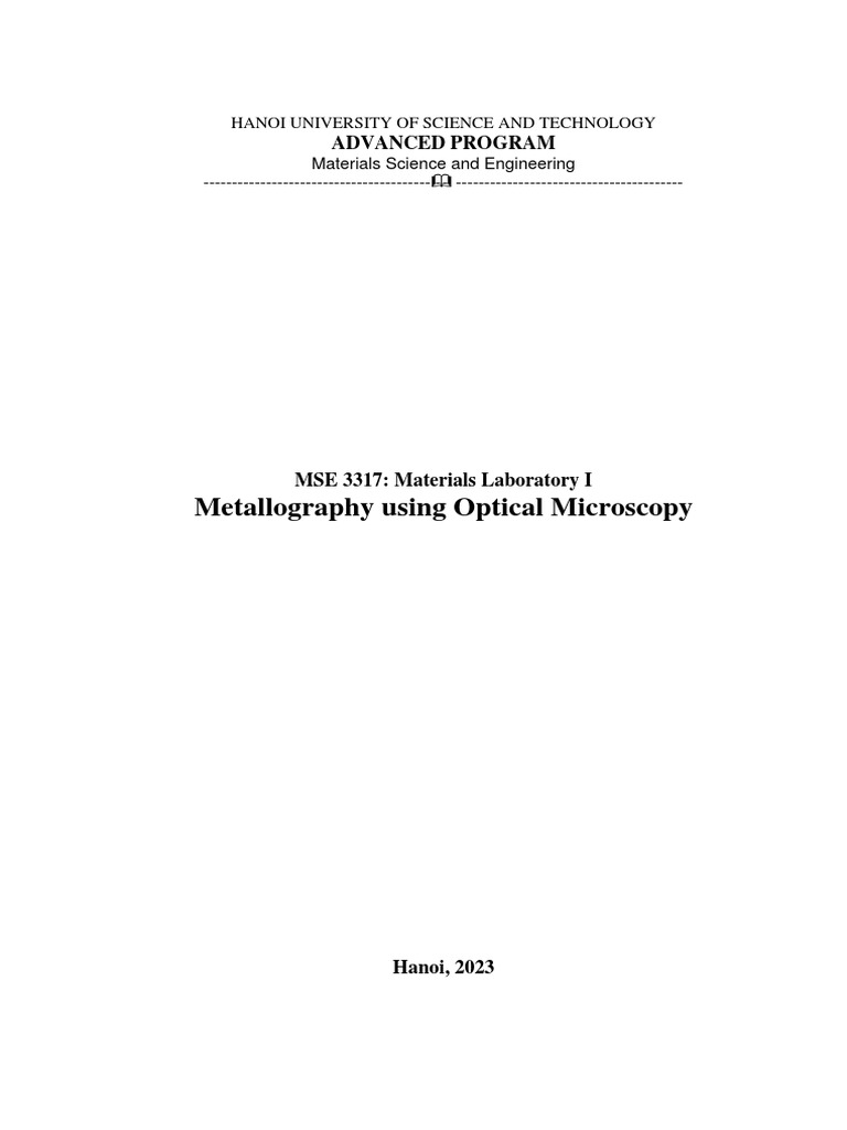 Metallography Lab: Optical Microscopy Techniques | PDF | Microstructure ...