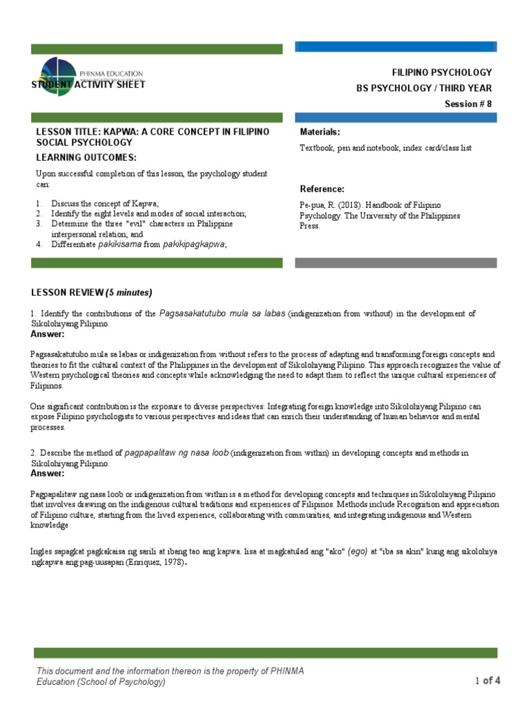 SAS - Session-8 - Kapwa (GRACIA) | PDF | Psychology | Cognition
