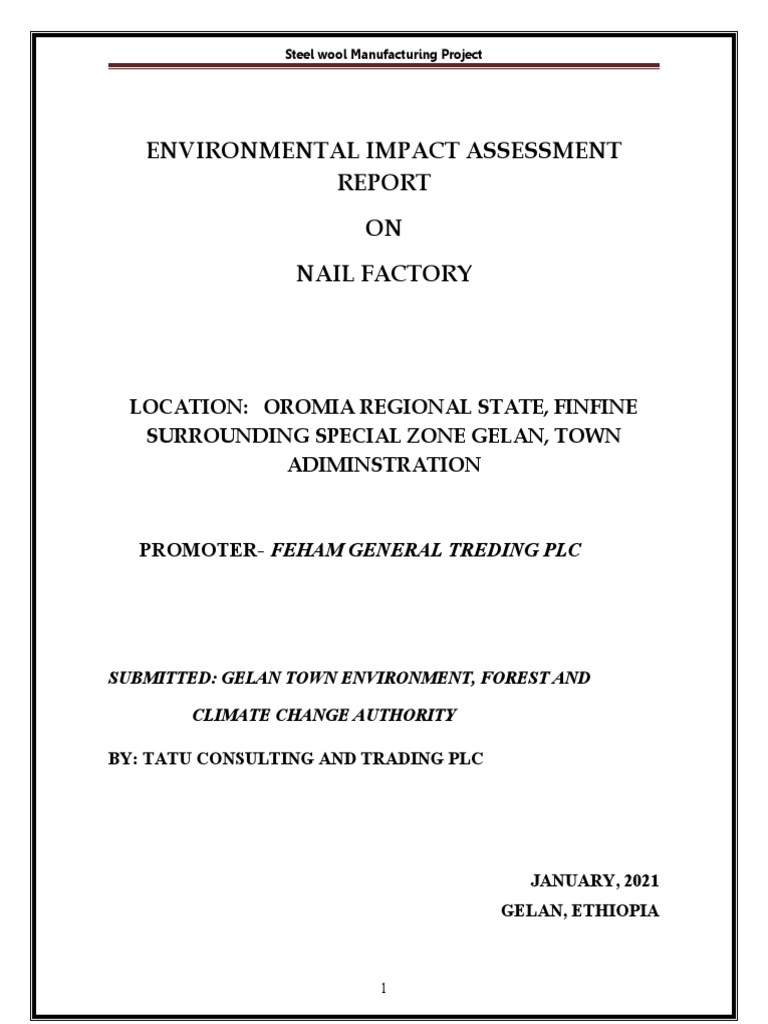EIA Report for Steel Wool Factory | PDF | Environmental Impact ...