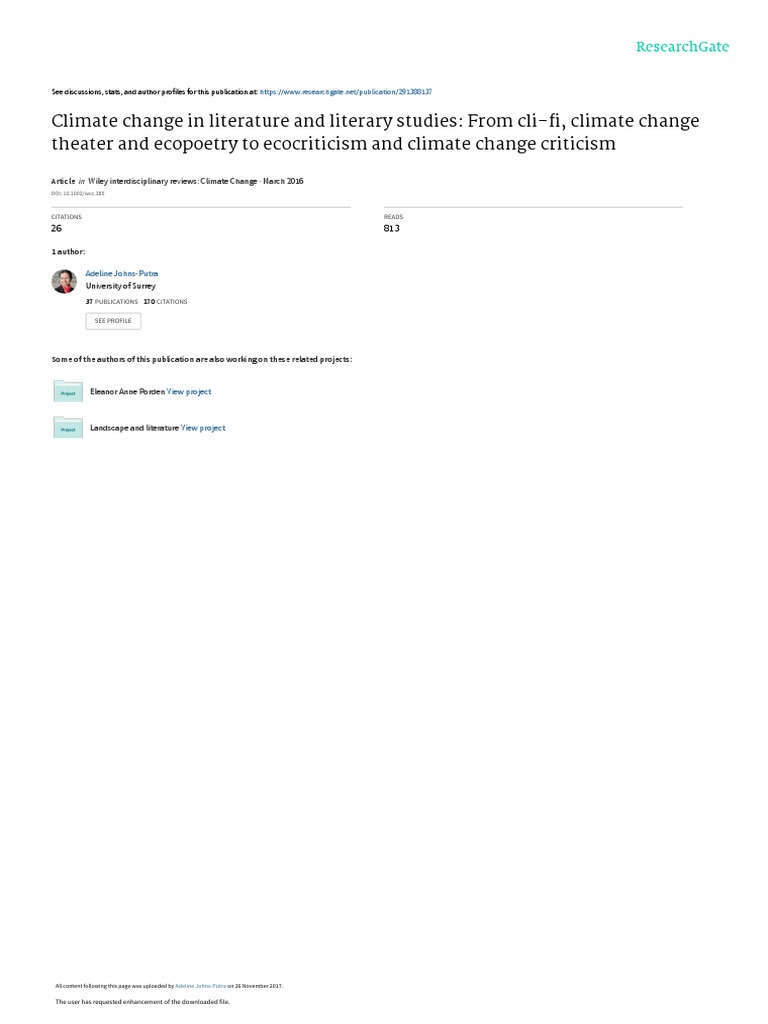 Climate Change in Literature Studies | PDF | Social Science | History
