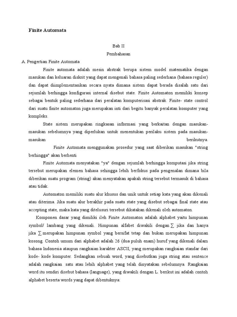 Finite Automata: Konsep dan Implementasi | PDF | Metode & Bahan Ajar ...