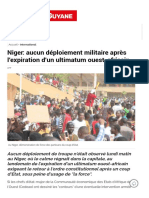 Niger - Aucun Déploiement Militaire Après L'expiration D'un Ultimatum Ouest-Africain