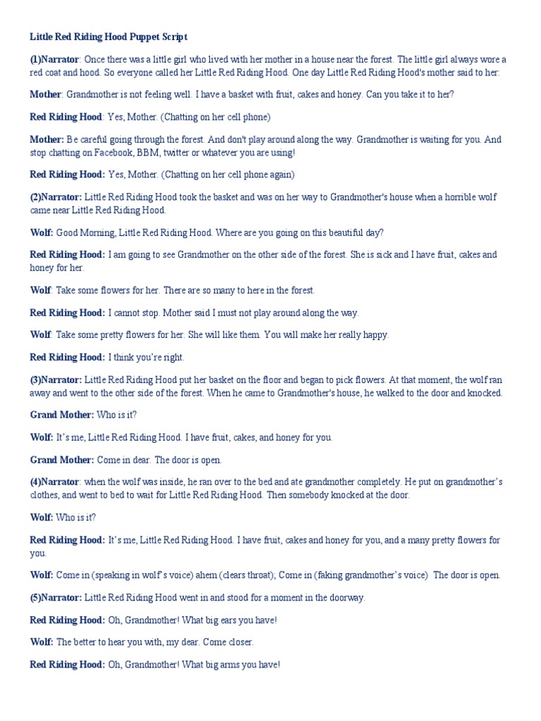 Little Red Riding Hood-Simplified Script | PDF | Little Red Riding Hood, image size:768x1024
