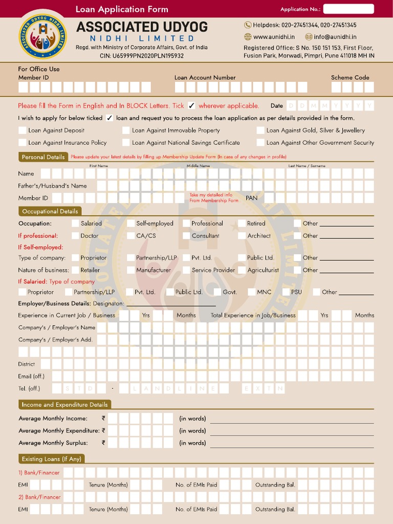 Loan Application Form | PDF