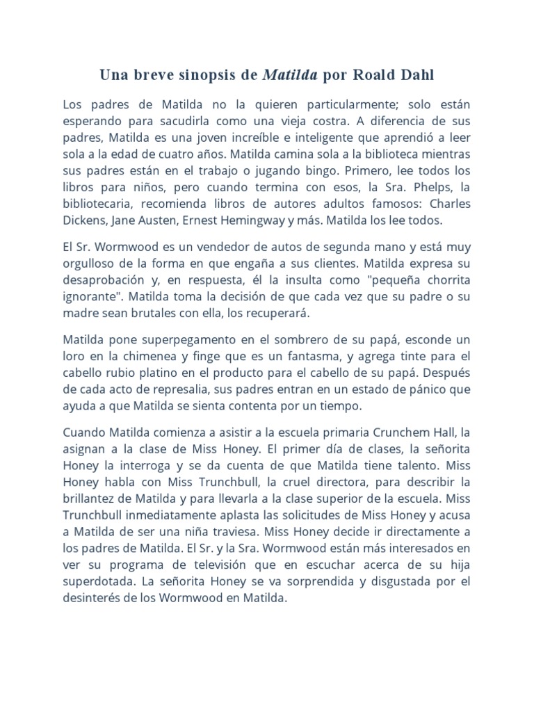 Una breve sinopsis de Matilda | PDF