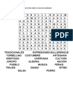 Sopa de Letras Sobre El Folclor Colombiano