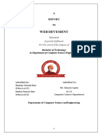 WEB Devement: Submitted in Partial Fulfilment For The Award of The Degree of