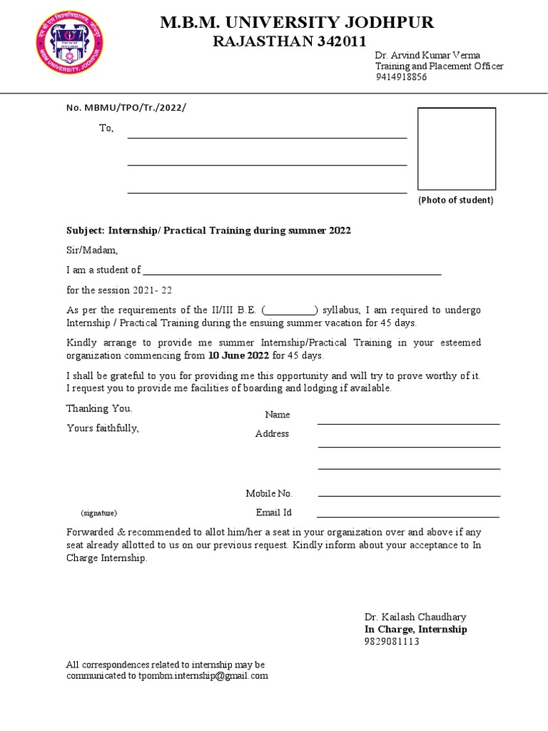 Summer 2022 Internship Request | PDF