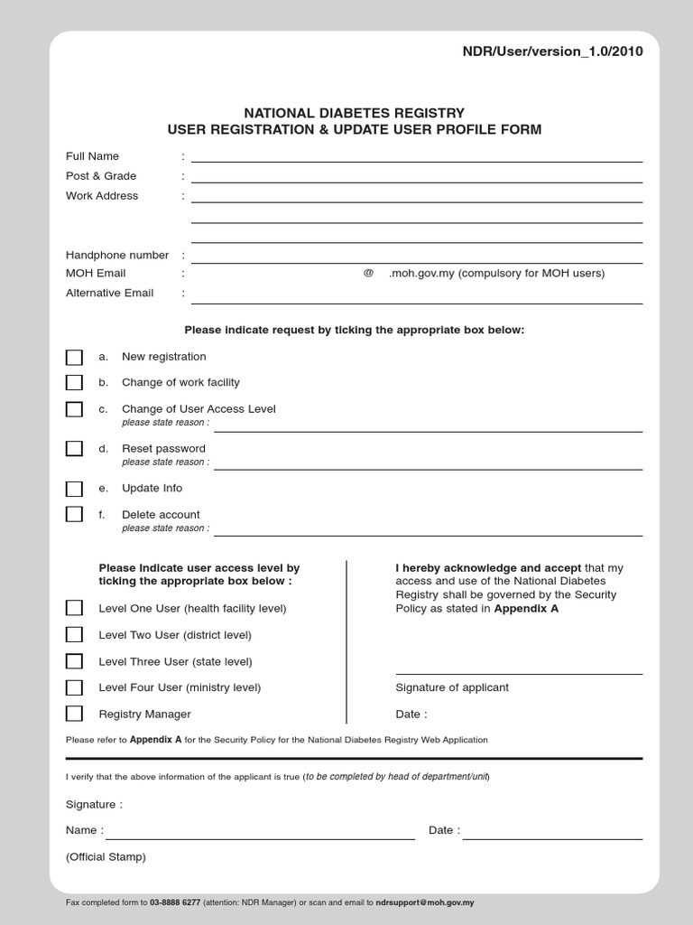 NDR User Registration & Profile Update Form | PDF | Password | Computer ...