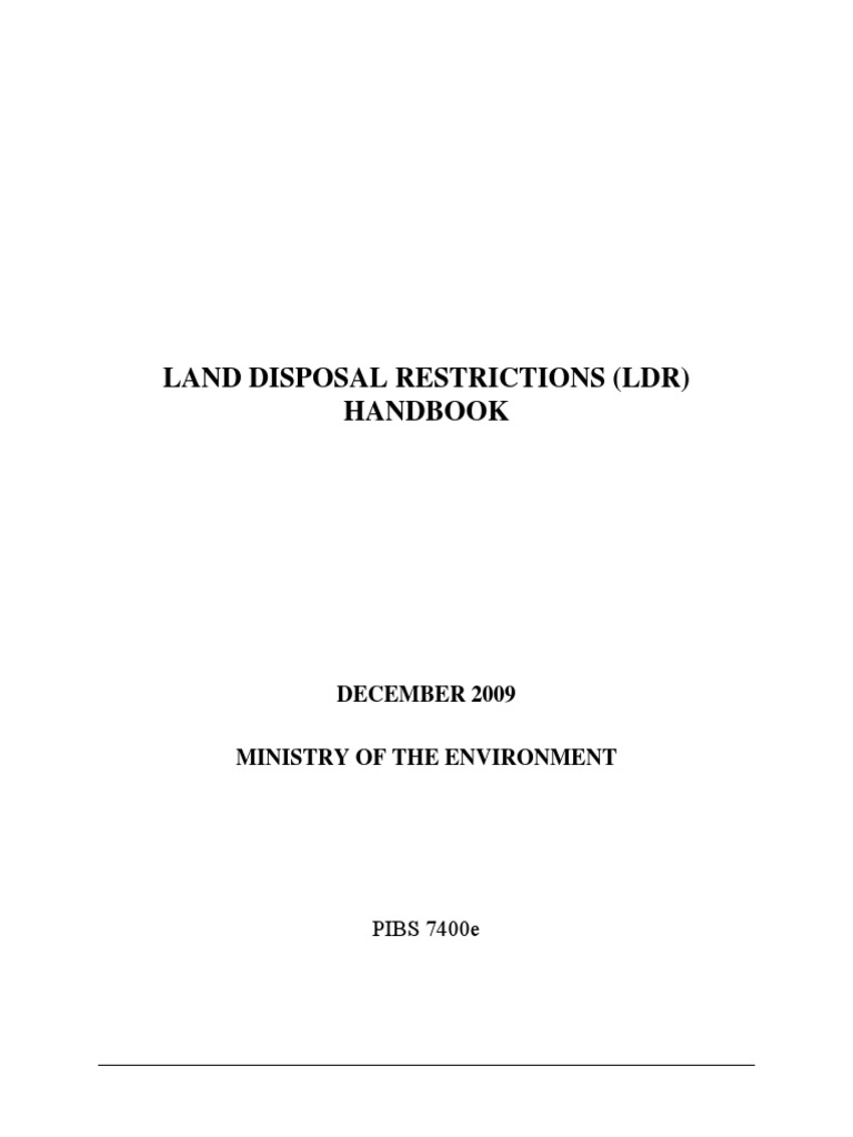 Land Disposal Restrictions Handbook en PDF Waste Hazardous Waste