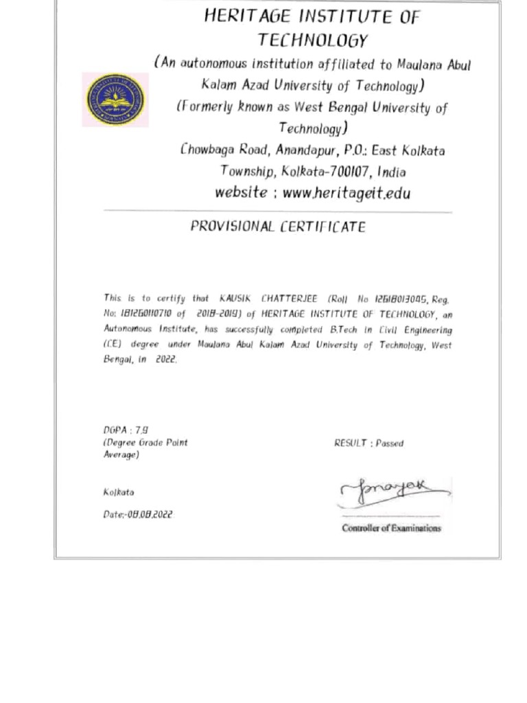 Provisional Certificate | PDF