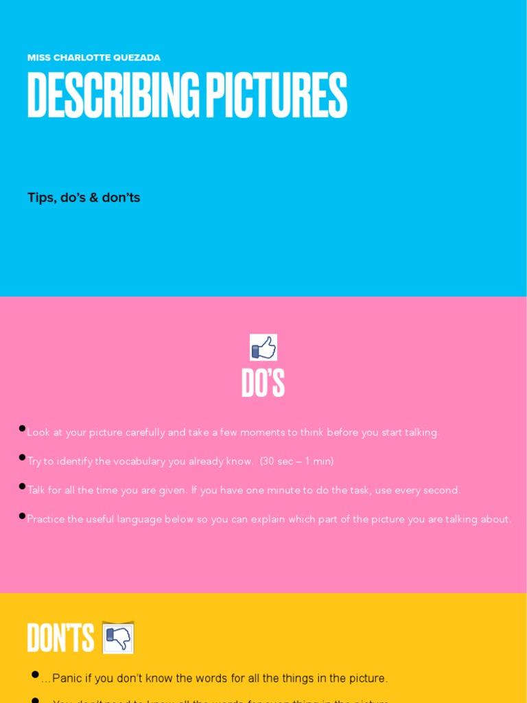 Picture Description Tips and Techniques | PDF