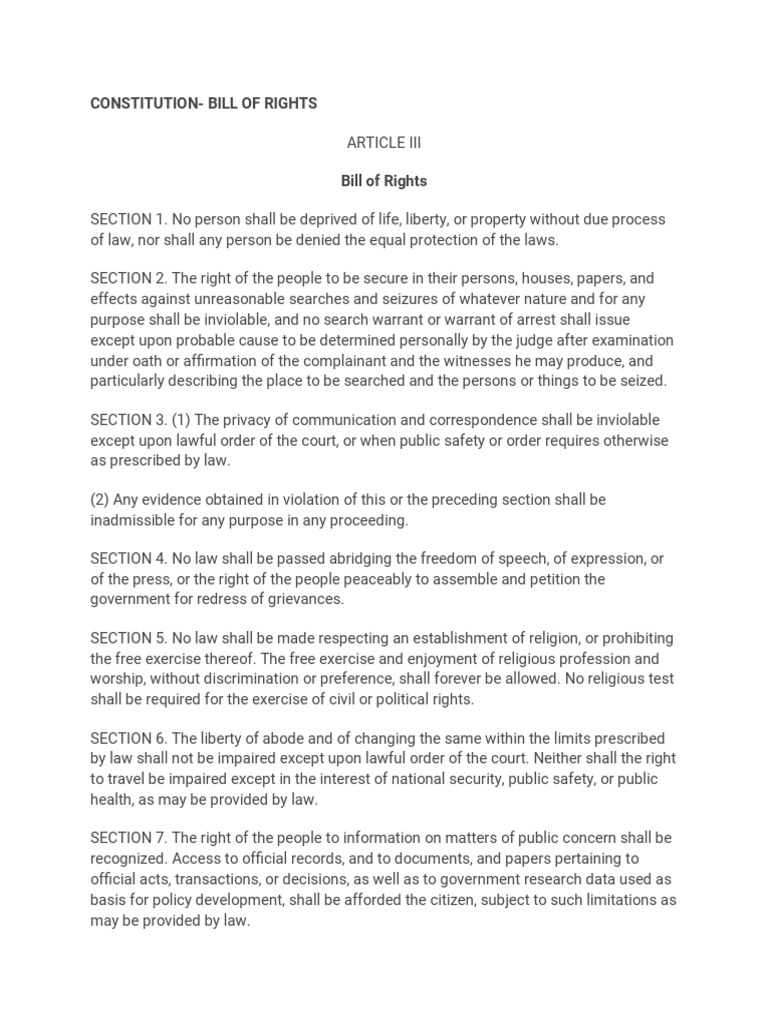 Constitution bill of rights pdf