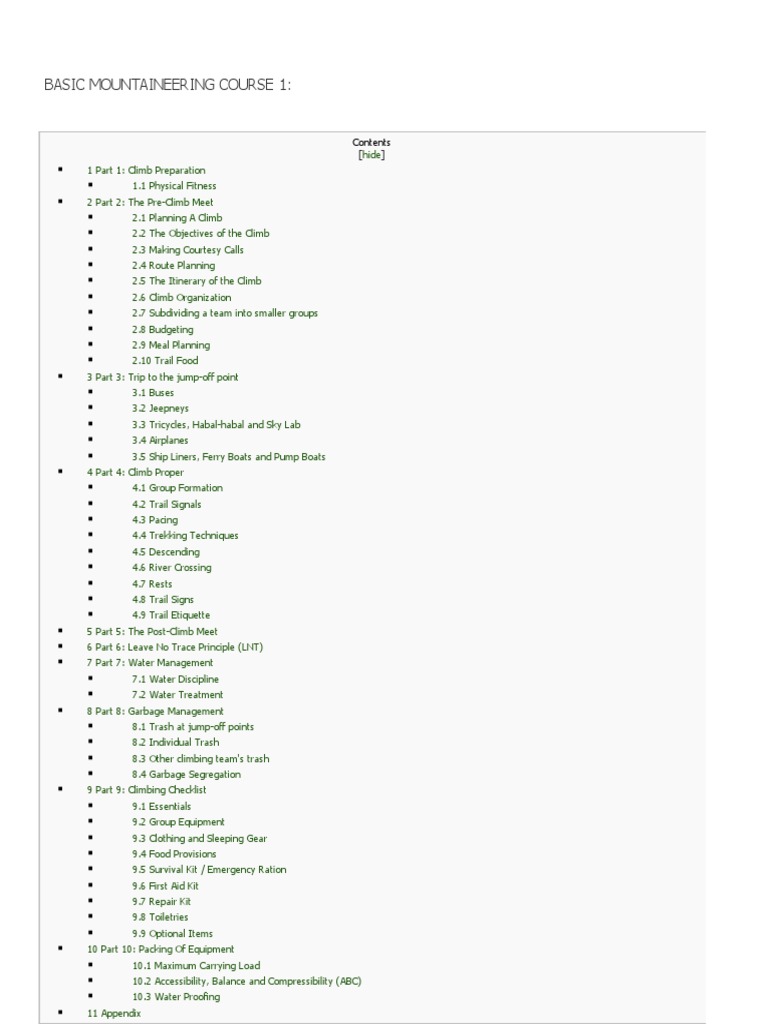 Basic Mountaineering Course Guide | PDF | Backpack | Mountaineering