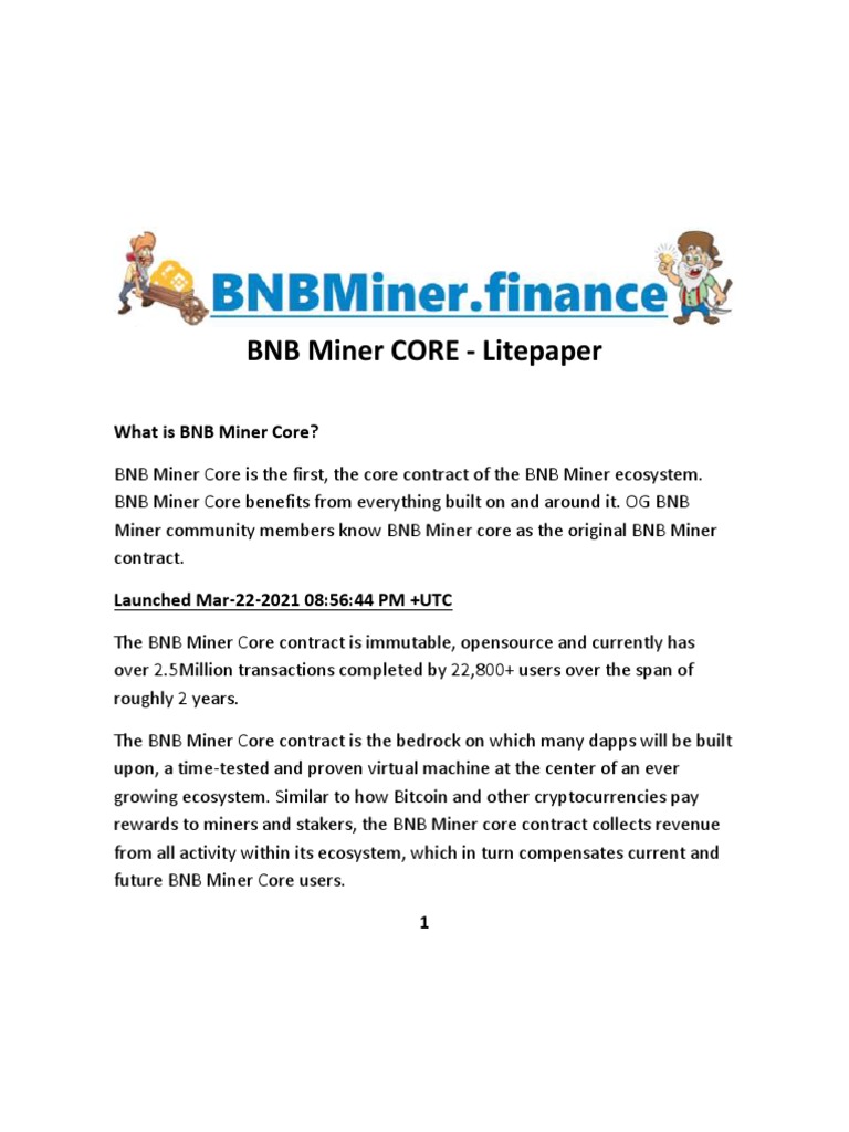 BNB Miner Core: A Guide for Users | PDF | Cryptocurrency | Economies