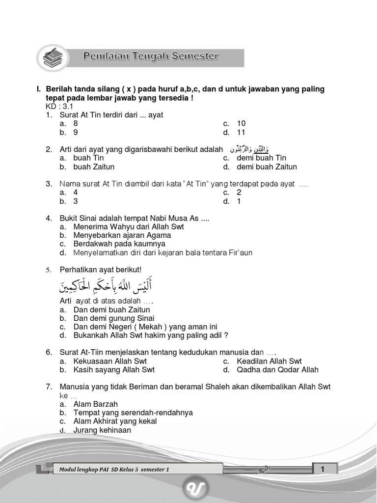 Modul PAI SD Kelas 5 Semester 1 | PDF | Agama & Spiritualitas