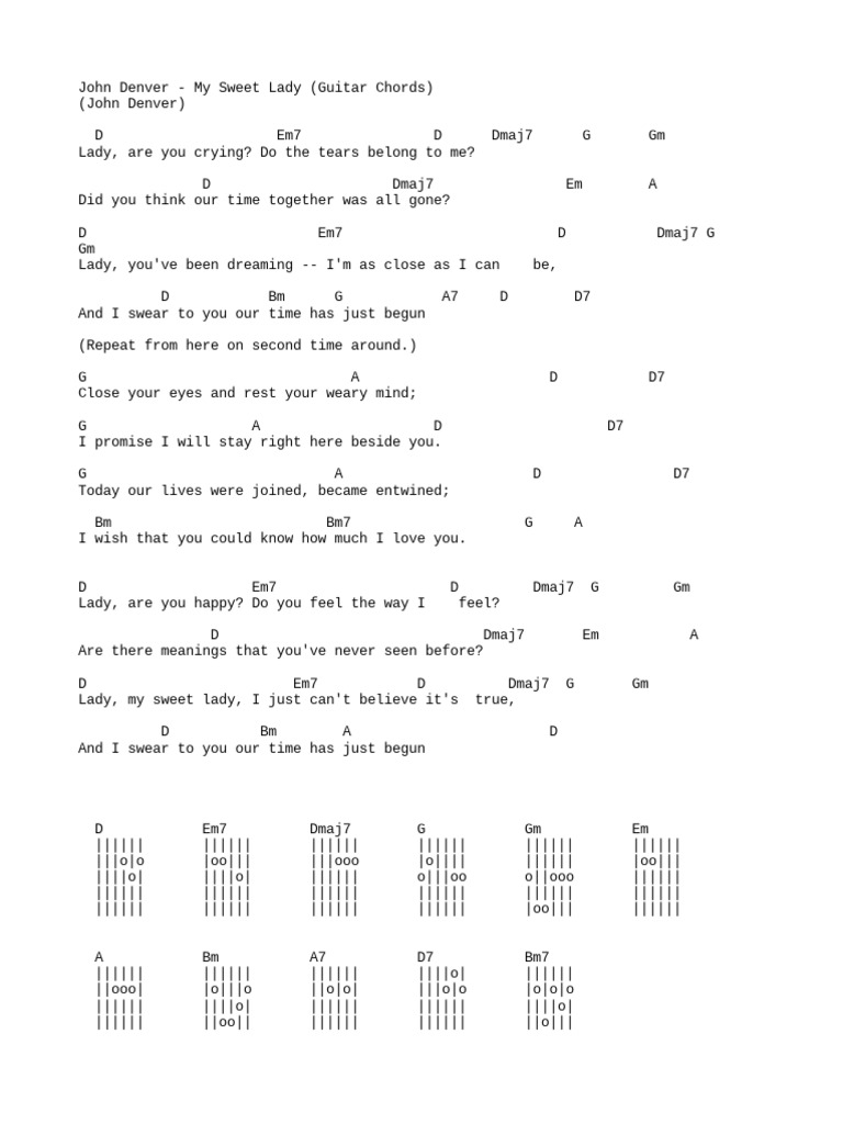 John Denver's My Sweet Lady Chords | PDF