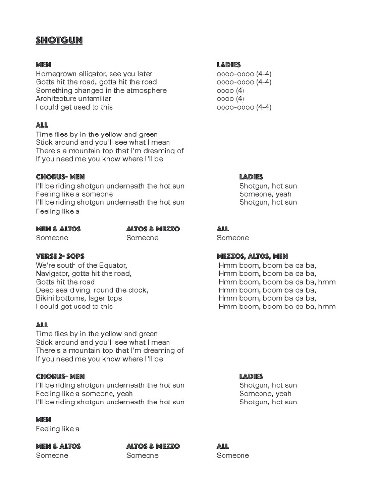 Shotgun (Lyrics) | PDF