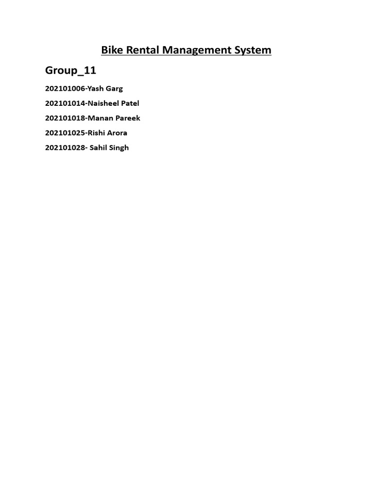 Bike Rental Management System Overview | PDF | Software Design | Data Model