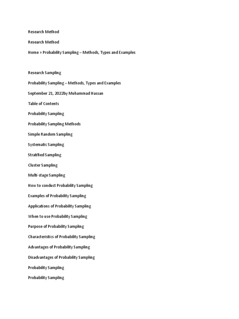 Probablity Sampling | PDF | Sampling (Statistics) | Statistical Inference