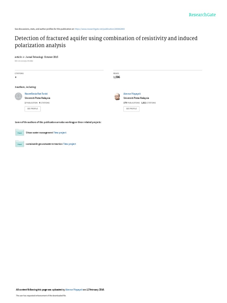 Detection of Fractured Aquifer Using Combination Orevisarok | PDF ...