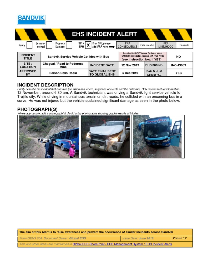 Sandvik Vehicle-Bus Collision Alert | PDF | Safety