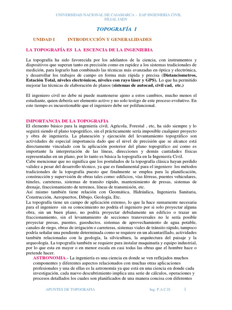 Topografia 1 PDF Geodesia Topografía