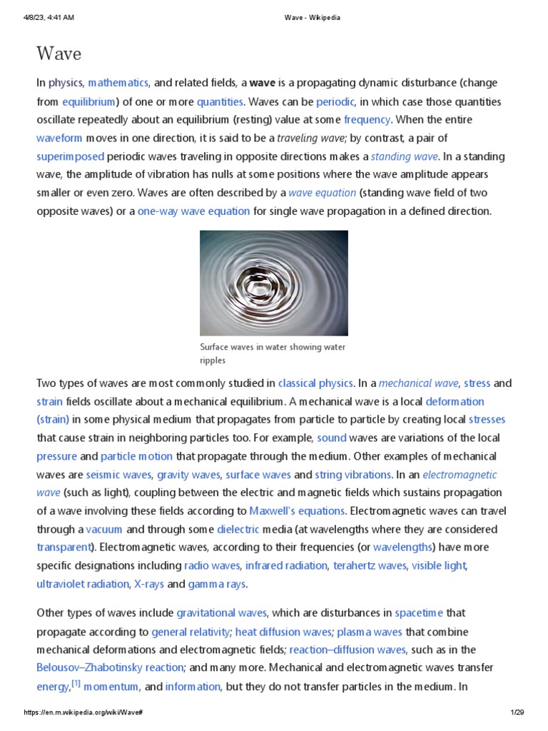 Wave Wikipedia PDF Waves Wavelength