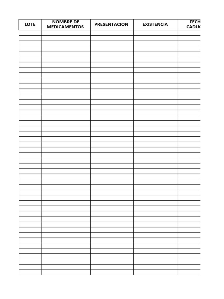 Formato para medicamentos pdf