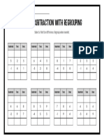 Colorful Pastel Math Subtraction With Regrouping Worksheet