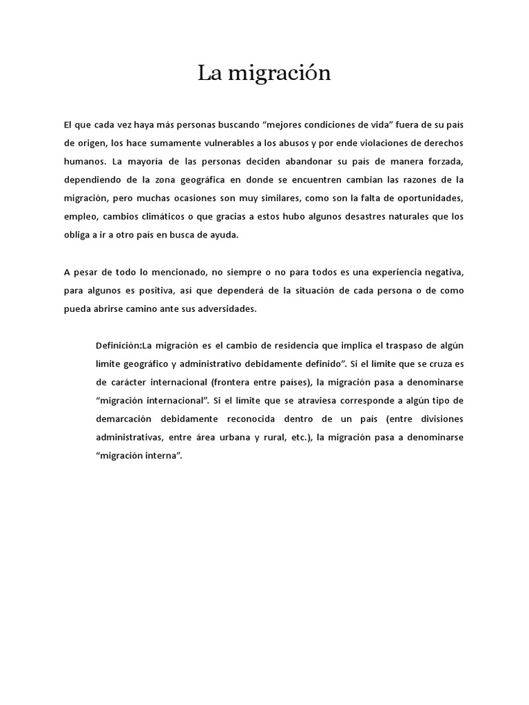 Causas y efectos de la migración humana | PDF | Migración humana | México