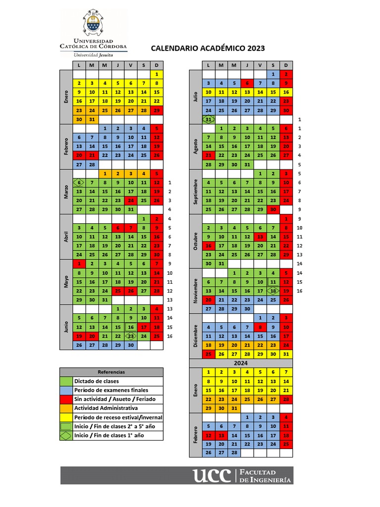 Calendario Académico UCCFI 2023 PDF