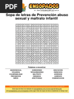 Sopa de Letras de Acoso Escolar - 15 | PDF