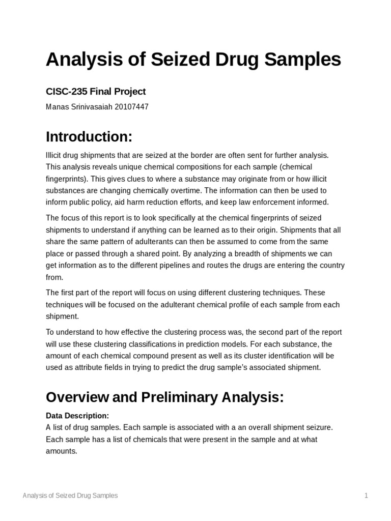 Analysis of Seized Drug Samples PDF Cluster Analysis Sampling