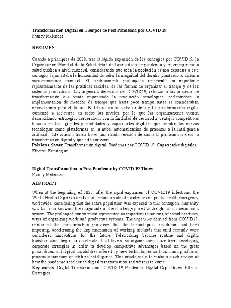 La tranformaci n digital post covid pdf