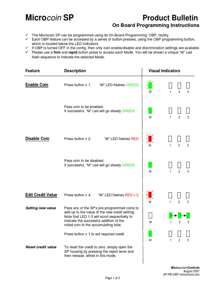 Microcoin SP Instructions | PDF
