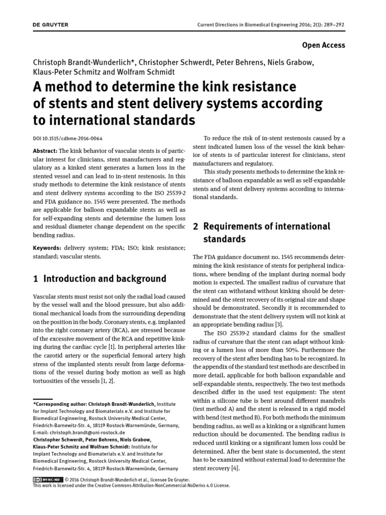 Kink Resistance Testing for Vascular Stents | PDF | Artery | Stent