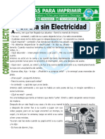 2 Plan Lector Ficha Un Día Sin Electricidad para Tercero de Primaria