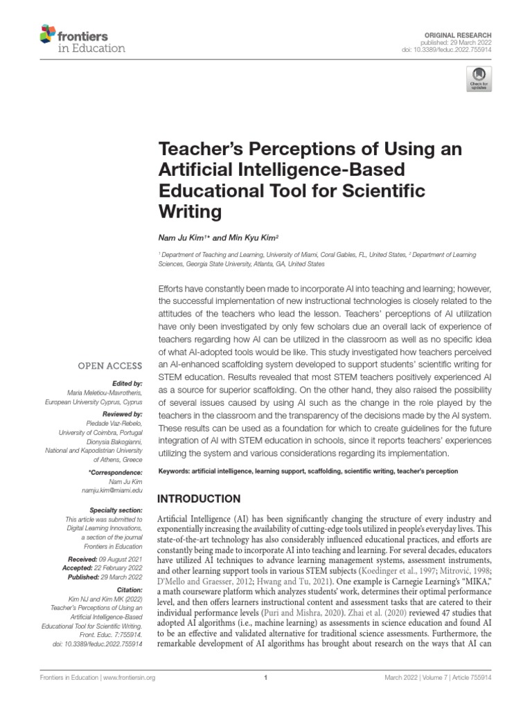 Teacher Perceptions of AI in STEM Writing | PDF | Intelligence (AI ...