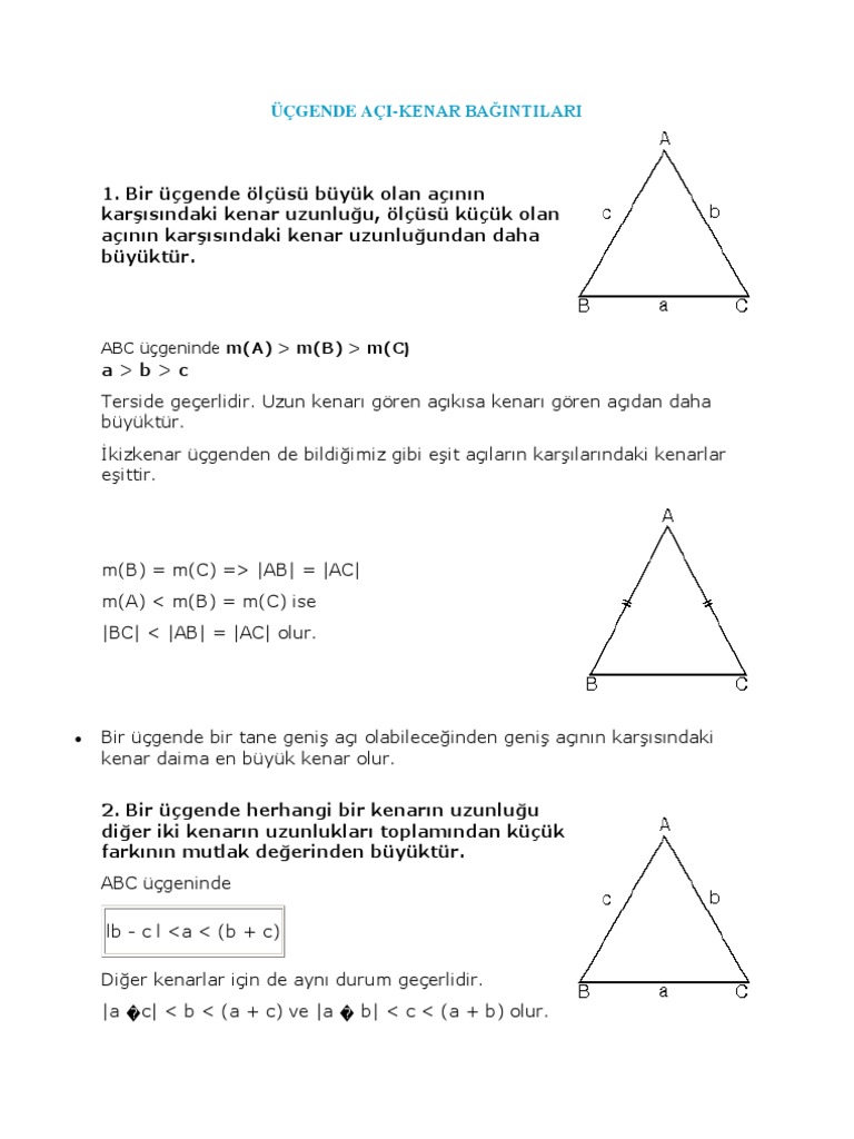 Ucgende Aci Kenar Bagintilari