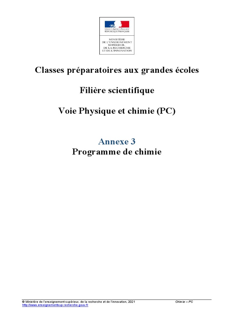 Programme de chimie voie PC 2021 PDF Ordinateurs — free download