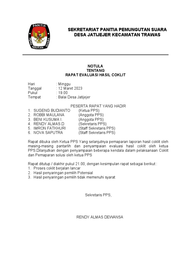 NOTULA 12 Maret | PDF
