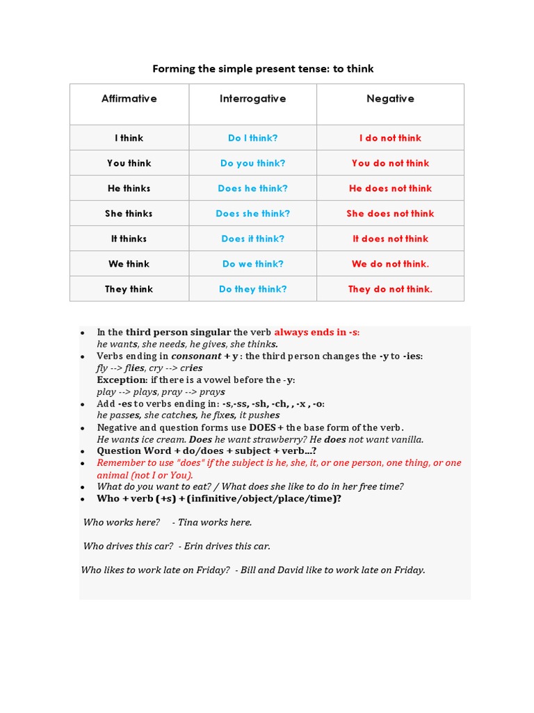 Simple Present Tense: 