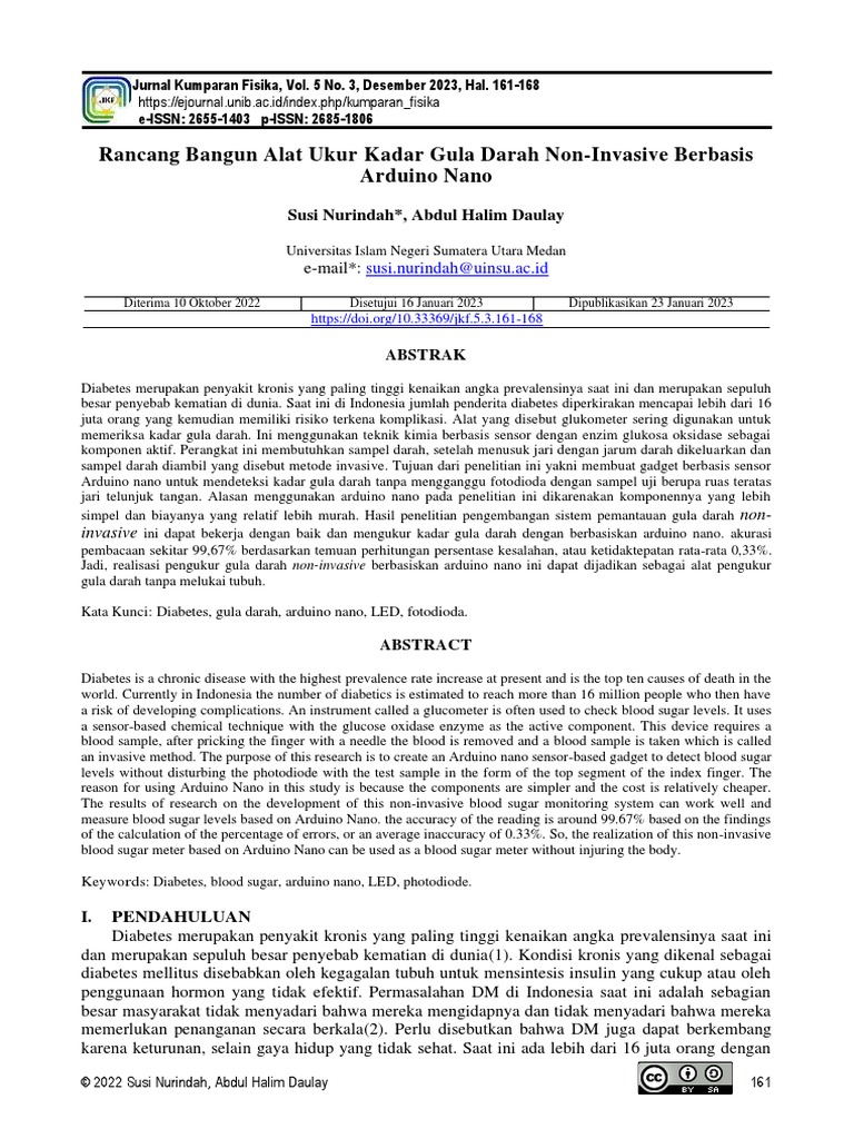 Alat Ukur Gula Darah Non-Invasif Arduino | PDF | Sains & Matematika ...